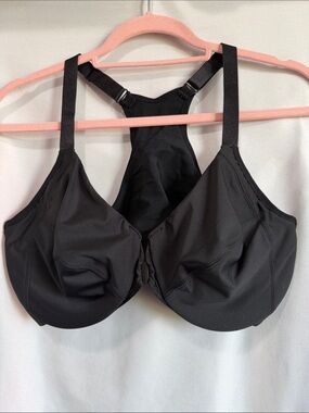 Glamorise Black Front-Closure Racerback Underwire Bra
